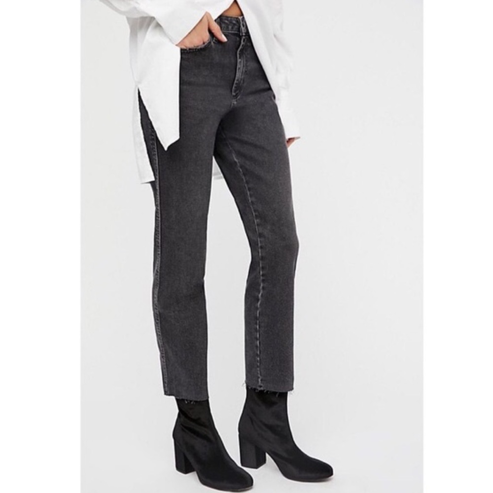 Free People black cropped raw hem jeans